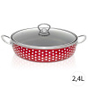 Perfect Home 28161 Smaltovaný kastról s pokrievkou BODKY 2,4L, 30 cm, červená