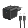 Nabíjacia súprava SWISSTEN GaN pre Apple - 20W adaptér USB-C EÚ + kábel USB-C 1,2 m - čierna