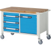 Pojazdný dielenský stôl, stojanové vyhotovenie ,pojazdné, 3 zásuvky, 1 dvere EUROKRAFTpro