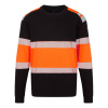 PORTWEST MODAFLAME KNIT PW3 FR737 / Pánska nehorľavá antistatická mikina s reflexnými pruhmi - čierna / oranžová L