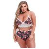 Baci Plus Size - kvetinová čipkovaná podprsenka s vysokým pásom