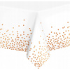 Obrus PartyPal biely, nešpinivý, obdĺžnikový 137x274 cm s ružovými bodkami