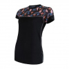 Triko krátké dámské SENSOR MERINO IMPRESS černá/floral M