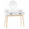Škandinávsky toaletný stolík s okrúhlym zrkadlom PHO1602- biely