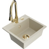 Mexen Milo, 1-komorový granitový drez 435x410x171 mm a drezová batéria Elia, béžová, 6505-69-670101-50