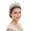 B-TOP Výrazná strieborná tiára s ružovými kryštálmi a kvetinovým motívom v barokovom štýle