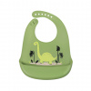 SIMED Silikónový podbradník s vreckom, Green Dinosaur