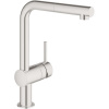 GROHE Minta páková drezová batéria s vyťažiteľným výtokom, výška výtoku 212 mm, Supersteel, 32168DC0