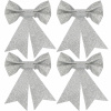 SPRINGOS Vianočná mašľa 13x11,5cm strieborná sada 4ks, vianočné dekorácie