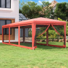 Párty stan Vidaxl s 8 stranami zo sieťoviny, červený, 3 x 9 m HDPE