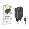 Múdra sieťová nabíjačka ALIGATOR 2,4A, 2xUSB, smart IC, čierna, USB-C kábel, CHA0042