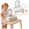MAMABRUM Drevený toaletný stolík pre dievčatko so zrkadlom + príslušenstvo
