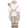 Dekorácia MagicHome Vianoce, Santa, s darčekom, ružovo-hnedý, 46 cm