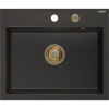 Mexen Oscar, 1-komorový granitový drez 580x490x205 mm, čierna-zlatá metalíza, 6519581000-75-G