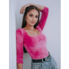 Dámske tričko s výstrihom VSB22 VELUR HELA dark pink