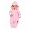 Baby Nellys Dvojvrstvový velúrový overal s kapucňou Bunny, ružový, veľ. 80