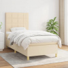 vidaXL Posteľný rám boxspring s matracom krémový 90x190 cm látka - Krémová - 67934-22731