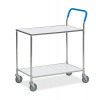 Prepravní vozík KM, zinkovaný, 2 police-biela, nosnosť 150 kg, 850x435mm, 4 kolieska PP, brzda