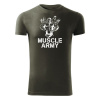 DRAGOWA fitness tričko muscle army team, olivová 180g/m2 - M