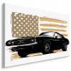 Image Muscle Car Beige Flag USA Retro 90x60 (Image Muscle Car Beige Flag USA Retro 90x60)