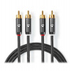 NEDIS PROFIGOLD stereo audio kabel/ 2x RCA zástrčka - 2x RCA zástrčka/ bvlna/ šedý/ BOX/ 2m (CATB24200GY20)