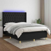 Box spring postel s matrací a LED černá 140x200 cm textil Černý 3139119