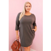 Legínovo Dámske šaty Plus Size z bavlna, rovný strih, 3/4 rukáv, hnedé Farba: Khaki, Veľkosť: UNI
