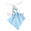 Plyšový zajačik na maznanie Bunny Flower Box Doudou et Compagnie modrý 10 cm v darčekovom balení od 0 mes