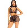 Leg Avenue - Black Open Lace Top & Skirt