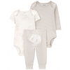 CARTER'S Set 3dielny body dl. rukáv, body kr. rukáv, tepláky Grey Stripe/Elephant neutrál 24m/ veľ.