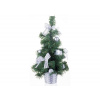 MagicHome Vianoce Stromček ozdobený, strieborný, mašľa, 40 cm