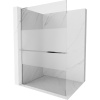 Mexen Kioto+ L, sprchová zástena Walk-In s poličkou a vešiakom 110 x 200 cm, 8mm číre sklo-námraza, chrómový profil, 800-110-123-01-35