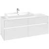 VILLEROY & BOCH Collaro závesná skrinka pod umývadlo na dosku (umývadlo vľavo), 4 zásuvky, s LED osvetlením, 1400 x 500 x 548 mm, Glossy White, C089B0DH