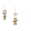 Teddies Medvěd s hvězdou plyš závěs na postýlku/kočárek natahovací hrací strojek 36 cm na kartě v sáčku