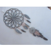 Orgonitový lapač snů - duhově stříbrný s vločkami pravého zlata (Vánoční orgonit, dream catcher, vločky plátkového zlata)