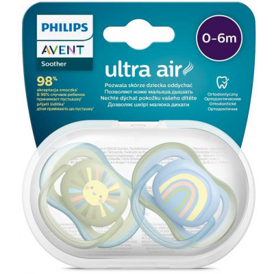 Avent Philips šidítko Ultra air Obrázek duha 2ks zelená
