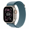 Apple Hodinky Ultra 3 GPS + Cellular 49mm 49mm pouzdro z přírodního titanu světle modrý řemínek Alpine - velikost S
