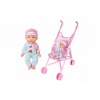 Interaktívna bábika so zvukovými efektmi a kočíkom - Český obal, 27 cm