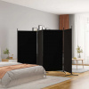vidaXL 4-panelový paraván čierny 346x180 cm látkový - Čierna - 69998-24795