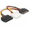 Delock Power Adapter SATA 15-pin samec > Molex samice 4-pin + SATA 15-pin samice, 16,5cm