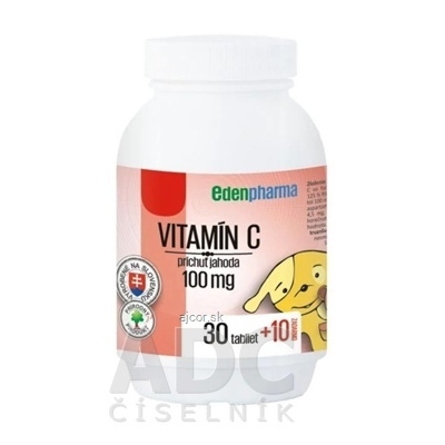 EDENPharma, s.r.o. EDENPharma VITAMÍN C 100 mg príchuť jahoda tbl 30+10 zadarmo (40 ks)