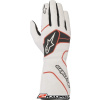 Rukavice Alpinestars Tech 1 Race v2 červená černá bílá s FIA homologací (Závodní rukavice homologované Alpinestars Tech 1 Race v2)