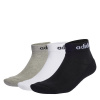 adidas Linear Ankle Cushioned Socks 3 Pairs Gry/Blk/Wht 6.5 - 8