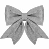 SPRINGOS Vianočná mašľa s flitrami 30x27,5cm strieborná, vianočné dekorácie