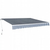 Ručne rolovateľná markíza, 400 cm, modro-biela