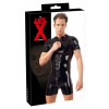 LATE X - Úzky, krátky pánsky overal z latexu, čierny 2XL