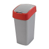 Odpadkový koš Curver FLIP BIN šedostříbrný s červeným víkem, 25l