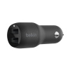 BELKIN Dual USB-A Car Charger, 12W X2, BLK CCB001btBK