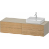 DURAVIT White Tulip závesná skrinka pod umývadlo na dosku (umývadlo vpravo), 4 zásuvky, 1600 x 550 x 408 mm, dub prírodný masív/taupe matná, WT4867RH5600000