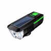 Verk 14491 LED svetlo na bicykel USB s klaksónom a solárnym nabíjaním, zelené